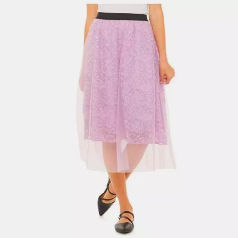 New ELLE  Women's Tulle Mesh Stretch On A-Line Skirt Size M